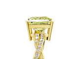 Yellow gold Fancy Yellow Princess  Solitaire Twisted Pave Diamond Ring with Four-Prong Setting_119