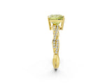 Yellow gold Fancy Yellow Princess  Solitaire Twisted Pave Diamond Ring with Four-Prong Setting_14