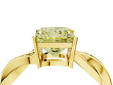 Yellow gold Fancy Yellow Princess  Solitaire Twisted Pave Diamond Ring with Four-Prong Setting_16