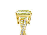 Yellow gold Fancy Yellow Princess  Solitaire Twisted Pave Diamond Ring with Four-Prong Setting_17