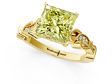 Yellow gold Fancy Yellow Princess  Solitaire Vine Band with Milgrain Prong Setting_4