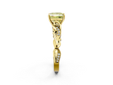 Yellow gold Fancy Yellow Princess  Solitaire Vine Band with Milgrain Prong Setting_5