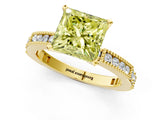 Yellow gold Fancy Yellow Princess  Solitaire with Pavé Band and Four-Prong Setting_30