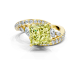 Yellow gold Fancy Yellow Princess  Solitaire with Pavé Twist Band and Four-Prong Setting