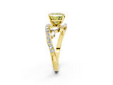 Yellow gold Fancy Yellow Princess  Solitaire with Pavé Twist Band and Four-Prong Setting_2