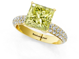 Yellow gold Fancy Yellow Princess  Solitaire with Pave Band and Four-Prong Setting_4