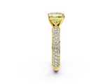 Yellow gold Fancy Yellow Princess  Solitaire with Pave Band and Four-Prong Setting_5