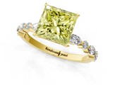Yellow gold Fancy Yellow Princess  Solitaire with Side Stones on a Pavé Band and Four-Prong Setting_1