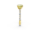 Yellow gold Fancy Yellow Princess  Solitaire with Side Stones on a Pavé Band and Four-Prong Setting_2