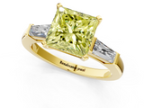 Yellow gold Fancy Yellow Princess  Solitaire with Tapered Baguette Side Stones on a Classic Band with Four-Prong Setting_1
