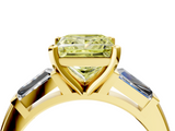 Yellow gold Fancy Yellow Princess  Solitaire with Tapered Baguette Side Stones on a Classic Band with Four-Prong Setting_4