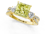 Yellow gold Fancy Yellow Princess  Three-Stone Diamond Ring with Pavé Split Shank and Four-Prong Setting_1
