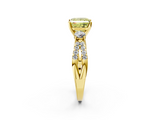 Yellow gold Fancy Yellow Princess  Three-Stone Diamond Ring with Pavé Split Shank and Four-Prong Setting_2