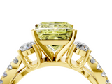 Yellow gold Fancy Yellow Princess  Three-Stone Diamond Ring with Pavé Split Shank and Four-Prong Setting_4