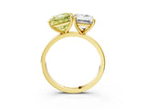 Yellow gold Fancy Yellow Princess  and Emerald Cut Toi Moi Ring with Prong Setting_32