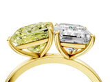 Yellow gold Fancy Yellow Princess  and Emerald Cut Toi Moi Ring with Prong Setting_33