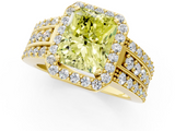 Yellow gold Fancy Yellow Radiant -Cut Halo Diamond Ring with Split Shank and Four-Prong Setting_103