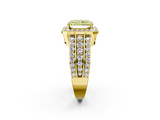 Yellow gold Fancy Yellow Radiant -Cut Halo Diamond Ring with Split Shank and Four-Prong Setting_104