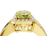 Yellow gold Fancy Yellow Radiant -Cut Halo Diamond Ring with Split Shank and Four-Prong Setting_106