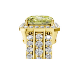 Yellow gold Fancy Yellow Radiant -Cut Halo Diamond Ring with Split Shank and Four-Prong Setting_107