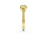 Yellow gold Fancy Yellow Radiant  Brilliant Cut Diamond Engagement Ring with Pavé Band and Four-Prong Setting_50