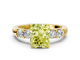 Yellow gold Fancy Yellow Radiant  Brilliant Cut Diamond Five-Stone Prong Set Engagement Ring with Channel Band_3