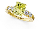 Yellow gold Fancy Yellow Radiant  Brilliant Cut Diamond Five-Stone Prong Set Engagement Ring with Channel Band_4
