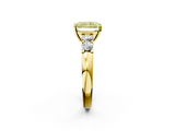 Yellow gold Fancy Yellow Radiant  Brilliant Cut Diamond Five-Stone Prong Set Engagement Ring with Channel Band_5
