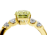 Yellow gold Fancy Yellow Radiant  Brilliant Cut Diamond Five-Stone Prong Set Engagement Ring with Channel Band_7