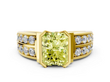 Yellow gold Fancy Yellow Radiant  Brilliant Diamond Channel Set Wide Band Ring with Bezel Setting_20