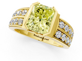 Yellow gold Fancy Yellow Radiant  Brilliant Diamond Channel Set Wide Band Ring with Bezel Setting_21
