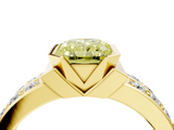 Yellow gold Fancy Yellow Radiant  Brilliant Diamond Channel Set Wide Band Ring with Bezel Setting_24