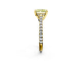 Yellow gold Fancy Yellow Radiant  Brilliant Diamond Solitaire with Pavé Band and Four-Prong Setting 3