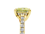 Yellow gold Fancy Yellow Radiant  Brilliant Diamond Solitaire with Pavé Band and Four-Prong Setting 5