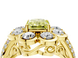 Yellow gold Fancy Yellow Radiant  Brilliant Flower Halo Diamond Split Shank Ring_29