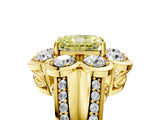 Yellow gold Fancy Yellow Radiant  Brilliant Flower Halo Diamond Split Shank Ring_30