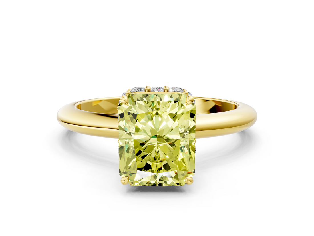 Yellow gold Fancy Yellow Radiant  Brilliant Solitaire Engagement Ring with Six-Prong Setting and Classic Band_20