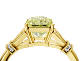 Yellow gold Fancy Yellow Radiant  Brilliant Solitaire with Pave Band and Four-Prong Setting_24