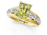 Yellow gold Fancy Yellow Radiant  Brilliant Solitaire with Side Stones on a Pave Band and Four-Prong Setting_25