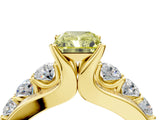 Yellow gold Fancy Yellow Radiant  Brilliant Solitaire with Side Stones on a Pave Band and Four-Prong Setting_28