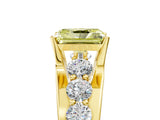 Yellow gold Fancy Yellow Radiant  Brilliant Solitaire with Side Stones on a Pave Band and Four-Prong Setting_29