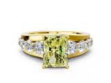 Yellow gold Fancy Yellow Radiant  Brilliant Solitaire with Side Stones on a Pave Band and Four-Prong Setting_37