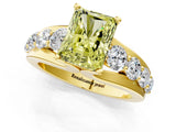 Yellow gold Fancy Yellow Radiant  Brilliant Solitaire with Side Stones on a Pave Band and Four-Prong Setting_38