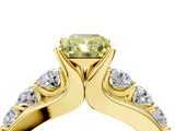 Yellow gold Fancy Yellow Radiant  Brilliant Solitaire with Side Stones on a Pave Band and Four-Prong Setting_41