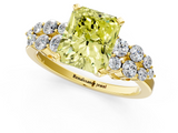Yellow gold Fancy Yellow Radiant  Cluster Diamond Engagement Ring with Pavé Band and Four-Prong Setting_51