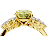 Yellow gold Fancy Yellow Radiant  Cluster Diamond Engagement Ring with Pavé Band and Four-Prong Setting_54