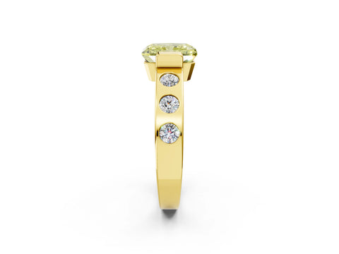 Yellow gold Fancy Yellow Radiant Cut Brilliant Channel-Set Diamond Ring with Bezel Prong Setting_2