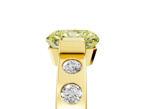 Yellow gold Fancy Yellow Radiant Cut Brilliant Channel-Set Diamond Ring with Bezel Prong Setting_5