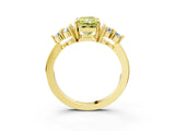 Yellow gold Fancy Yellow Radiant Cut Brilliant Diamond Cluster Accent Solitaire Ring with Prong Setting_3