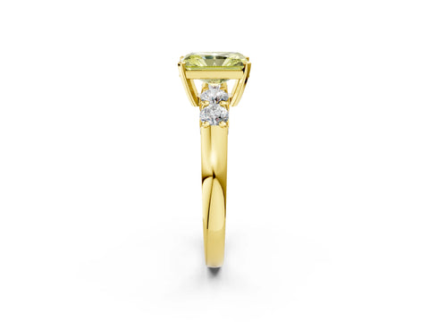 Yellow gold Fancy Yellow Radiant Cut Brilliant Diamond Five-Stone Engagement Ring with Prong Setting on a Classic Band_5